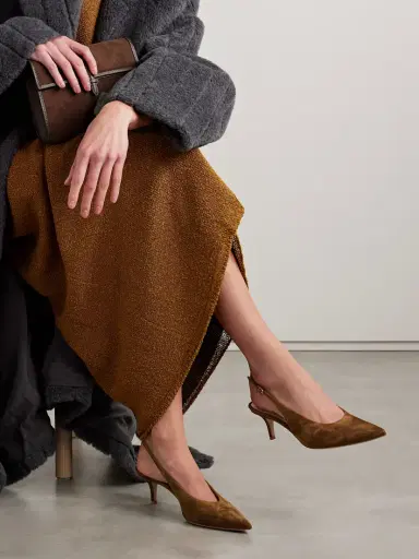 Gianvito Rossi Robbie 45 Suede Slingback Pumps | Thumbnail 2