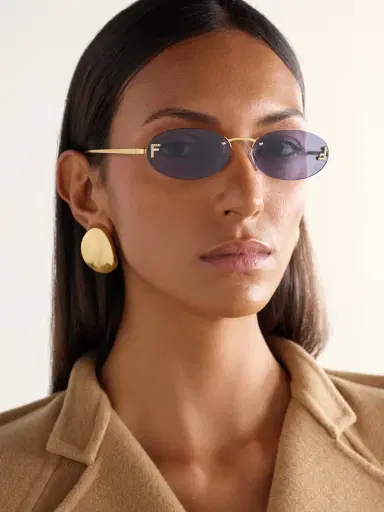 FENDI EYEWEAR Rimless Oval-frame Crystal-embellished Gold-tone Sunglasses | Thumbnail 2 FENDI EYEWEAR Rimless Oval-frame Crystal-embellished Gold-tone Sunglasses | Thumbnail 2