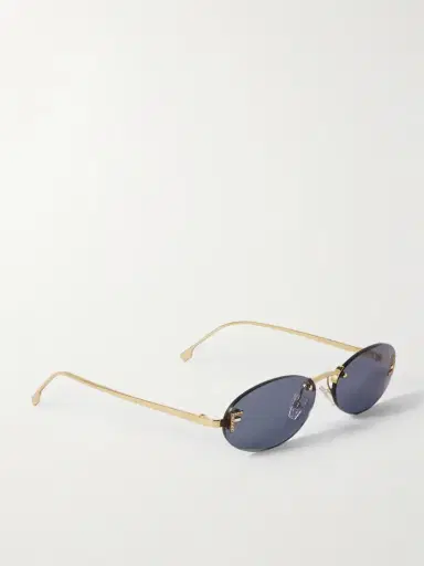 FENDI EYEWEAR Rimless Oval-frame Crystal-embellished Gold-tone Sunglasses | Thumbnail 3 FENDI EYEWEAR Rimless Oval-frame Crystal-embellished Gold-tone Sunglasses | Thumbnail 3