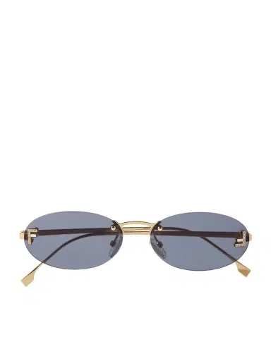FENDI EYEWEAR Rimless Oval-frame Crystal-embellished Gold-tone Sunglasses | Thumbnail 1 FENDI EYEWEAR Rimless Oval-frame Crystal-embellished Gold-tone Sunglasses | Thumbnail 1