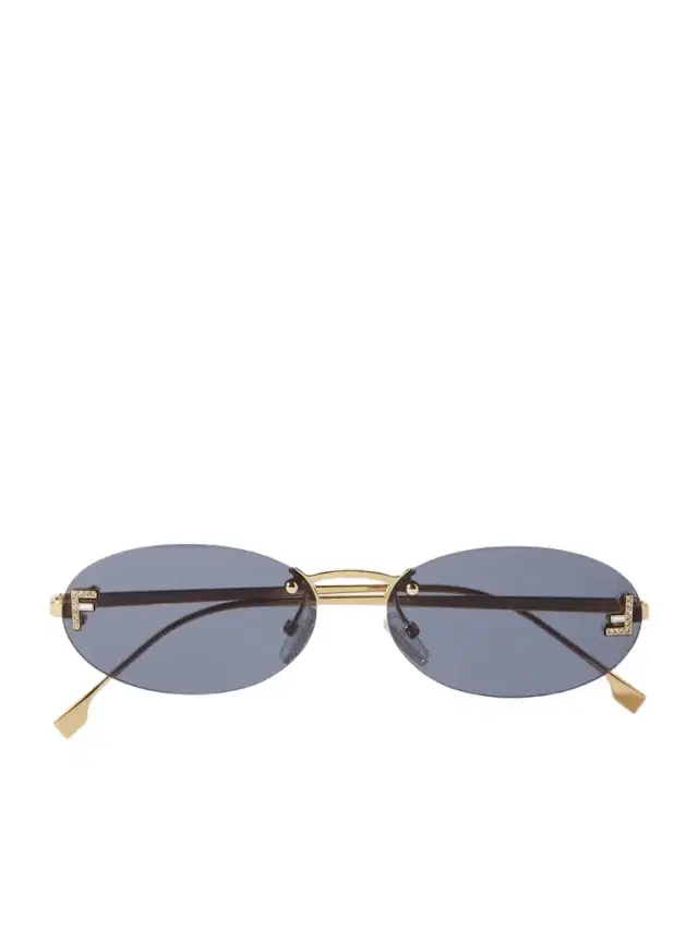 Rimless Oval-frame Crystal-embellished Gold-tone Sunglasses