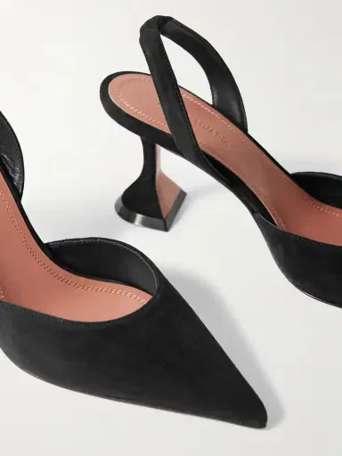 Amina Muaddi Holli Suede Slingback Pumps | Thumbnail 4
