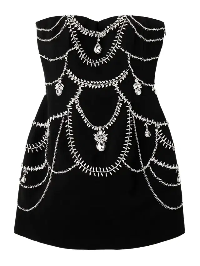 Arta Strapless Crystal-embellished Cady Mini Dress