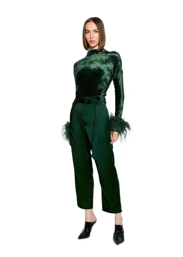 LAPOINTE Satin Belted Cropped Pant