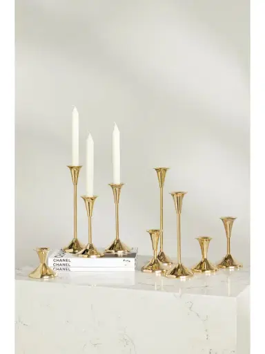 Fourth Street Puddle Set Of Nine Brass Candlesticks | Thumbnail 2