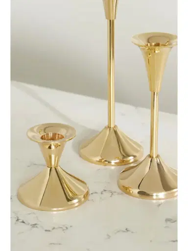 Fourth Street Puddle Set Of Nine Brass Candlesticks | Thumbnail 3