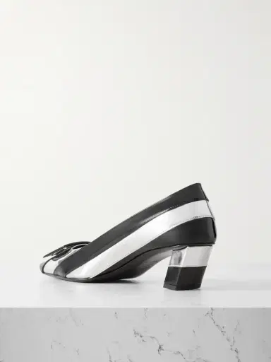 Roger Vivier Belle Vivier 45 Embellished Striped Metallic And Patent-leather Pumps | Thumbnail 3 Roger Vivier Belle Vivier 45 Embellished Striped Metallic And Patent-leather Pumps | Thumbnail 3