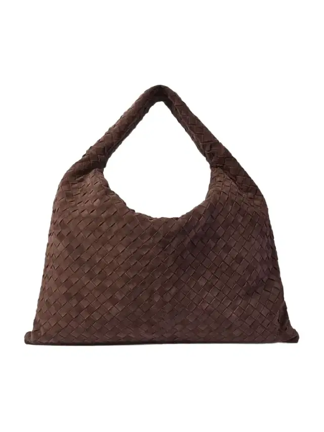 Hop Large Intrecciato Suede Shoulder Bag