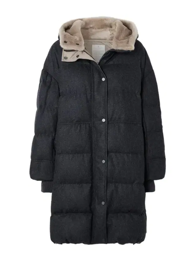 Hooded Faux Fur-trimmed Quilted Wool Down Coat