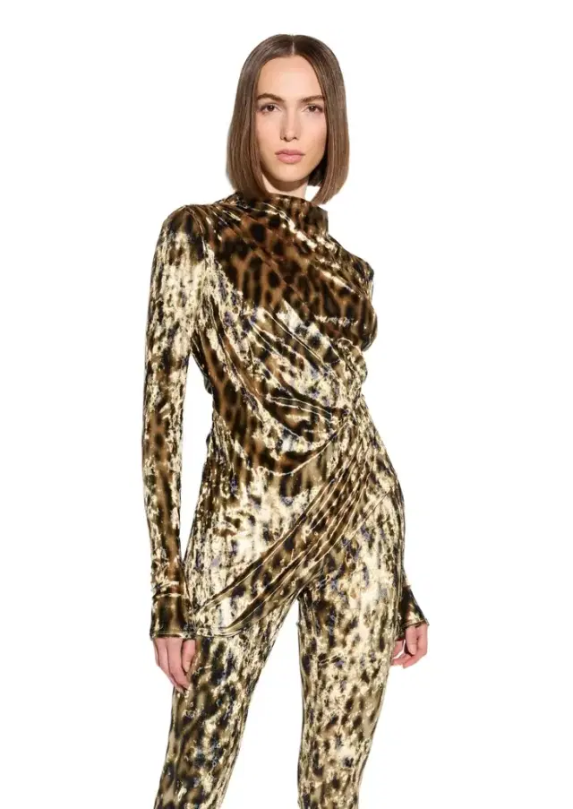 Velvet Leopard Draped Top