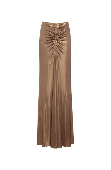 LAPOINTE Coated Jersey Ruched Maxi Skirt | Thumbnail 1