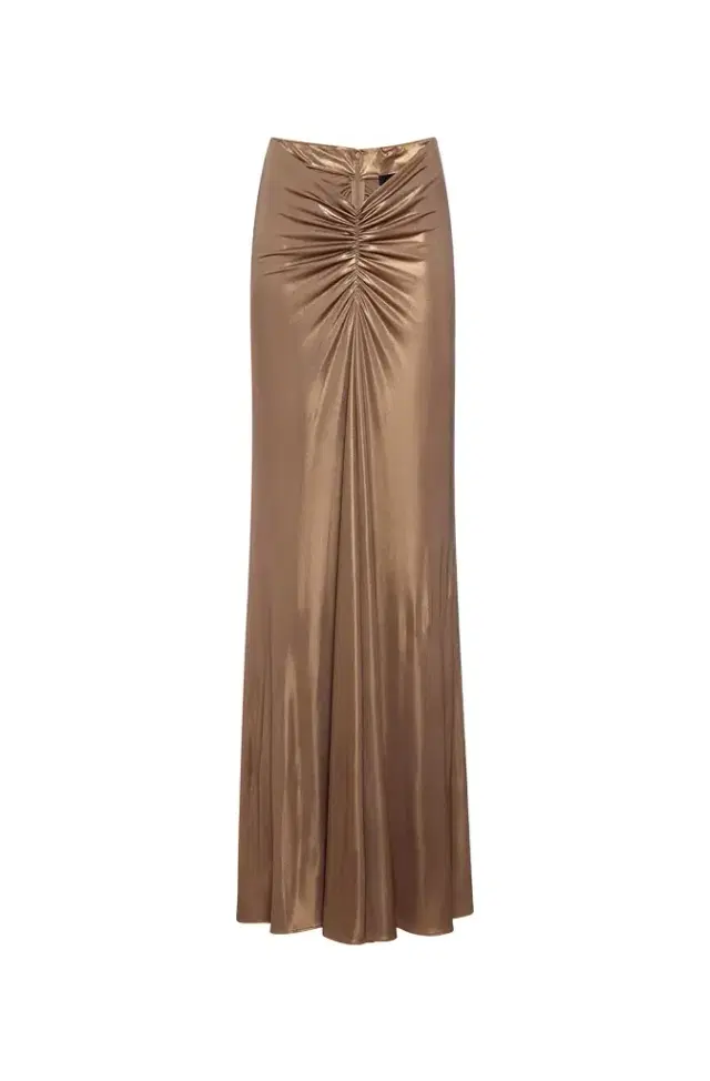 LAPOINTE Coated Jersey Ruched Maxi Skirt