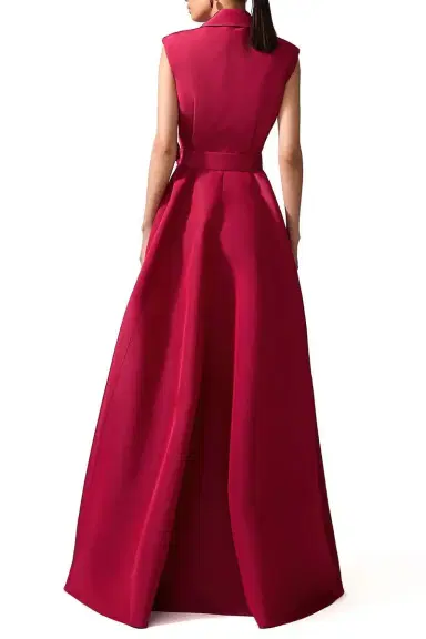 Carolina Herrera Sleeveless Trench Gown - Currant | Thumbnail 3