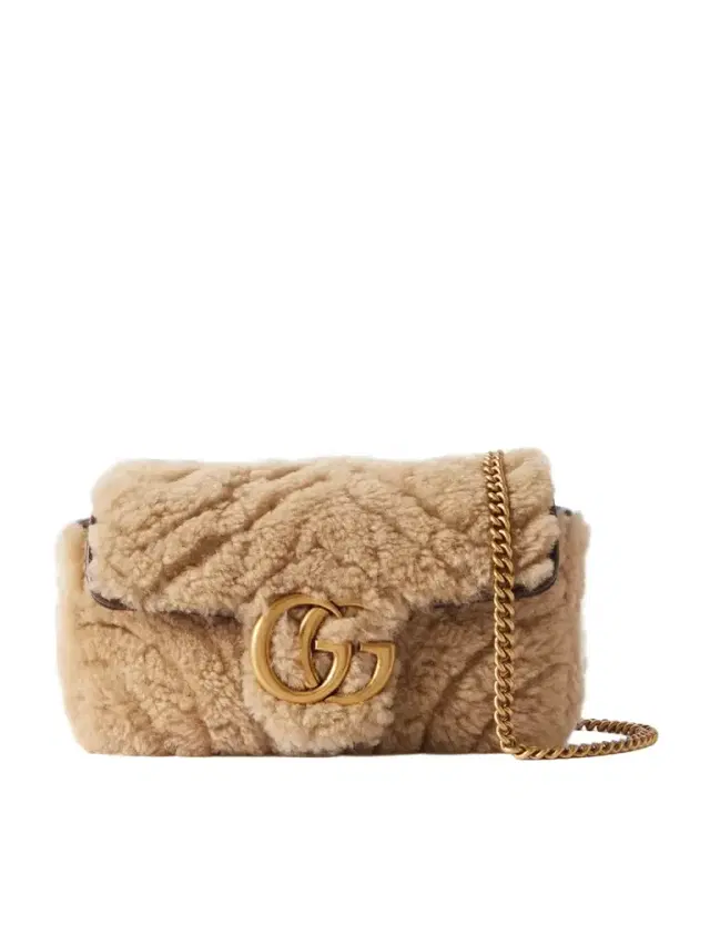 Gg Marmont 2.0 Supermini Leather-trimmed Matelassé Shearling Shoulder Bag