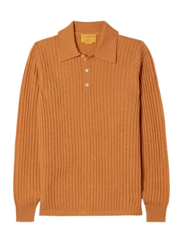 Ribbed Waffle-knit Cashmere Polo Sweater