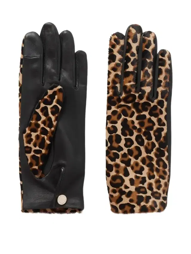 Agnelle Susan Leather And Leopard-print Calf Hair Gloves
