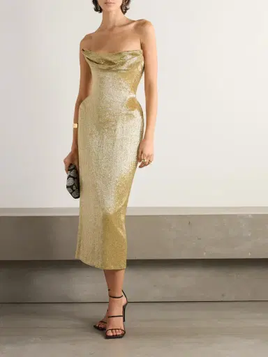Wiederhoeft Beaded Strapless Chiffon Midi Dress | Thumbnail 2 Wiederhoeft Beaded Strapless Chiffon Midi Dress | Thumbnail 2