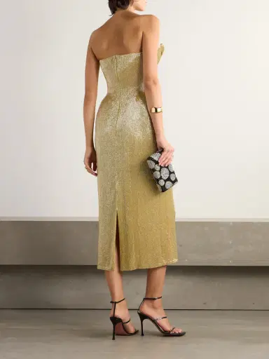 Wiederhoeft Beaded Strapless Chiffon Midi Dress | Thumbnail 3 Wiederhoeft Beaded Strapless Chiffon Midi Dress | Thumbnail 3