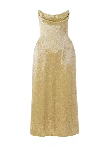 Wiederhoeft Beaded Strapless Chiffon Midi Dress | Thumbnail 1 Wiederhoeft Beaded Strapless Chiffon Midi Dress | Thumbnail 1
