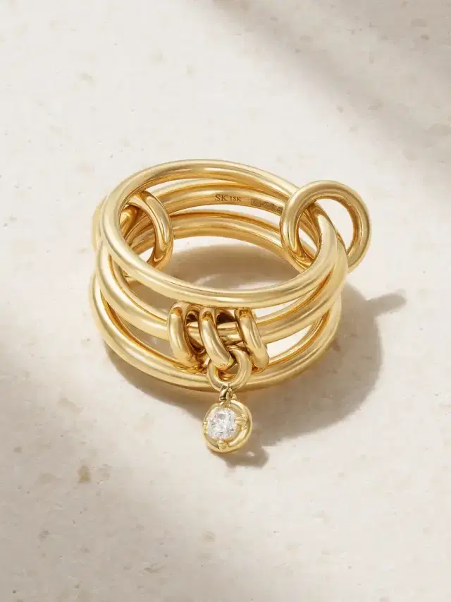 Spinelli Kilcollin Piera Set Of Three 18-karat Gold Diamond Rings