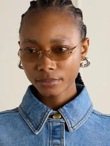 FENDI EYEWEAR Rimless Oval-frame Crystal-embellished Gold-tone Sunglasses | Thumbnail 2 FENDI EYEWEAR Rimless Oval-frame Crystal-embellished Gold-tone Sunglasses | Thumbnail 2