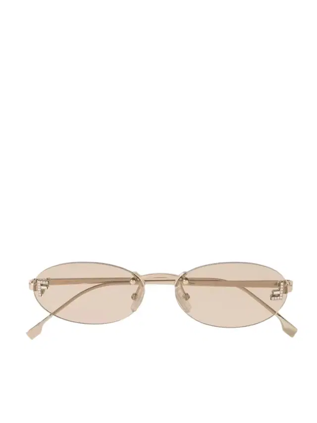 Rimless Oval-frame Crystal-embellished Gold-tone Sunglasses