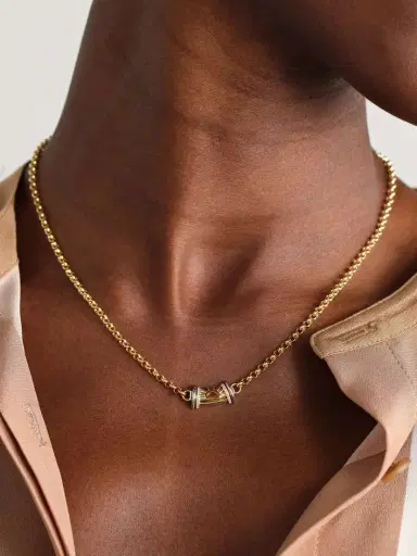 L’Atelier Nawbar Warrior Dawn 18-karat Yellow And Rhodium-plated White Gold, Garnet And Diamond Necklace | Thumbnail 2