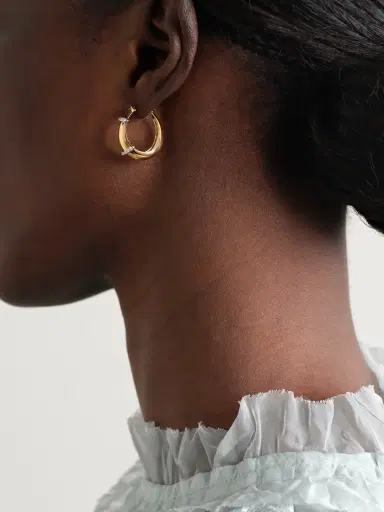 L’Atelier Nawbar Buoy 18-karat Yellow And Rhodium-plated White Gold Diamond Hoop Earrings | Thumbnail 2 L’Atelier Nawbar Buoy 18-karat Yellow And Rhodium-plated White Gold Diamond Hoop Earrings | Thumbnail 2