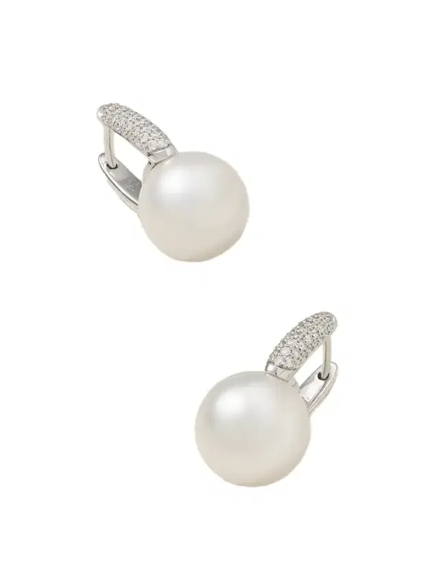 Mikimoto 18-karat White Gold, Pearl And Diamond Earrings