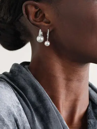 Mikimoto 18-karat White Gold, Diamond And Pearl Earrings | Thumbnail 4 Mikimoto 18-karat White Gold, Diamond And Pearl Earrings | Thumbnail 4