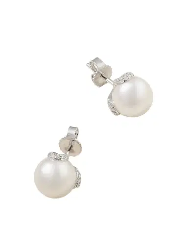 Mikimoto 18-karat White Gold, Pearl And Diamond Earrings | Thumbnail 1 Mikimoto 18-karat White Gold, Pearl And Diamond Earrings | Thumbnail 1