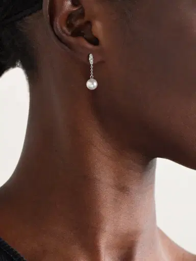 Mikimoto Morning Dew 18-karat White Gold, Pearl And Diamond Earrings | Thumbnail 2