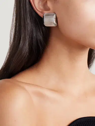 Martha Calvo Elle Rhodium-plated Clip Earrings | Thumbnail 2