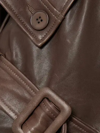 Nour Hammour Valetta Double-breasted Belted Leather Trench Coat | Thumbnail 4 Nour Hammour Valetta Double-breasted Belted Leather Trench Coat | Thumbnail 4
