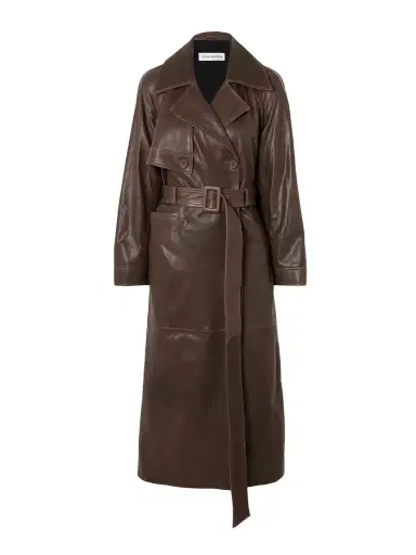 Nour Hammour Valetta Double-breasted Belted Leather Trench Coat | Thumbnail 1 Nour Hammour Valetta Double-breasted Belted Leather Trench Coat | Thumbnail 1
