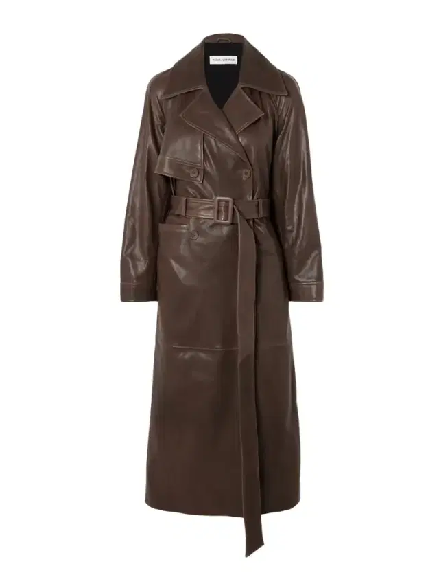 Valetta Double-breasted Belted Leather Trench Coat