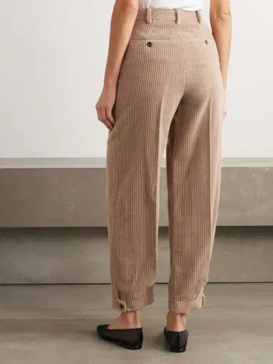 Loro Piana Cropped Cotton And Cashmere-blend Corduroy Tapered Pants | Thumbnail 4