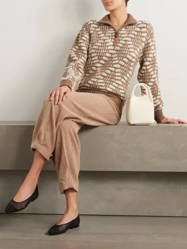 Loro Piana Jacquard-knit Camel Hair Sweater | Thumbnail 2