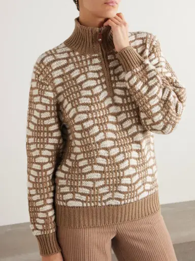 Loro Piana Jacquard-knit Camel Hair Sweater | Thumbnail 3