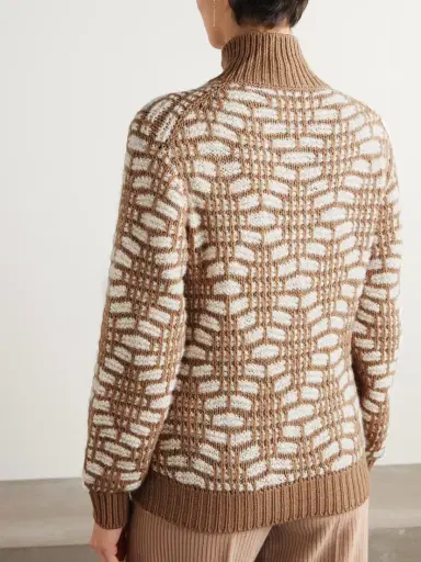 Loro Piana Jacquard-knit Camel Hair Sweater | Thumbnail 4