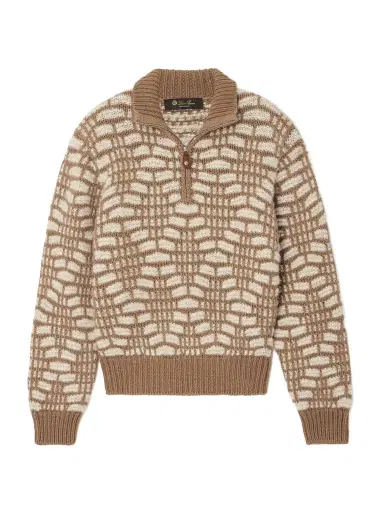 Loro Piana Jacquard-knit Camel Hair Sweater | Thumbnail 1