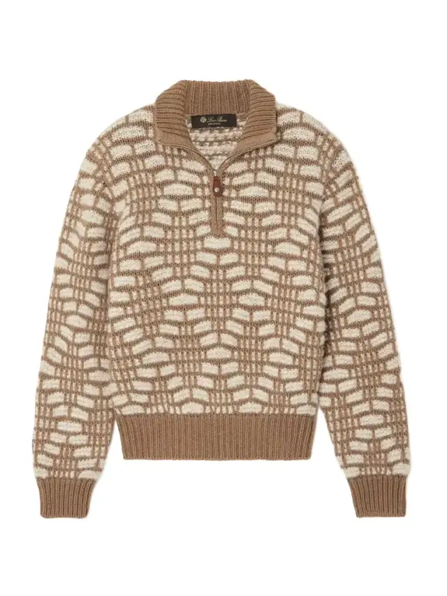 Loro Piana Jacquard-knit Camel Hair Sweater