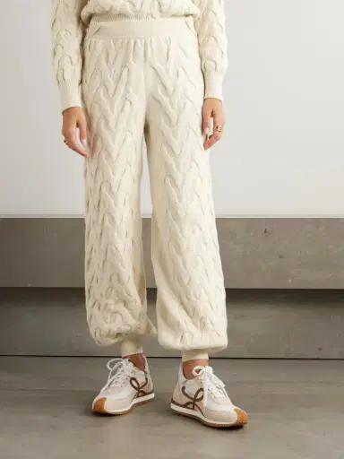 Loro Piana Cable-knit Cashmere Tapered Track Pants | Thumbnail 3 Loro Piana Cable-knit Cashmere Tapered Track Pants | Thumbnail 3