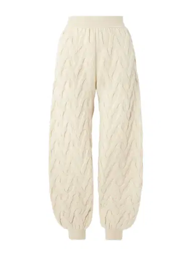 Loro Piana Cable-knit Cashmere Tapered Track Pants | Thumbnail 1 Loro Piana Cable-knit Cashmere Tapered Track Pants | Thumbnail 1