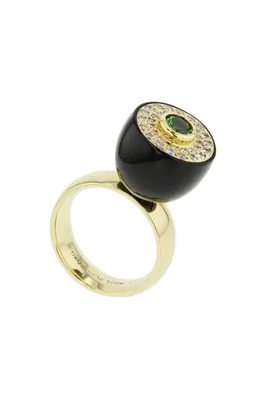 MARK DAVIS Diamond Garnet Green Bakelite Ring | Thumbnail 5