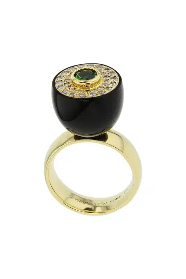 MARK DAVIS Diamond Garnet Green Bakelite Ring | Thumbnail 1