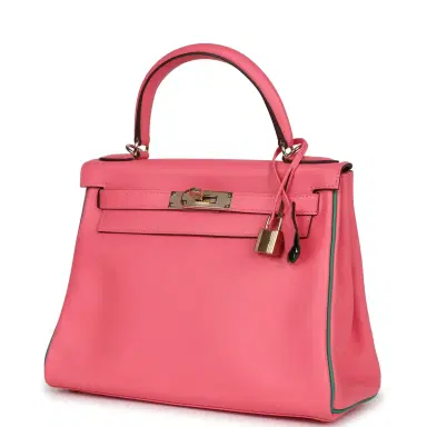 HERMÈS Hermes Special Order (HSS) Kelly Retourne 28 Rose Azalee and Vert Vertigo Swift Gold Hardware | Thumbnail 5 HERMÈS Hermes Special Order (HSS) Kelly Retourne 28 Rose Azalee and Vert Vertigo Swift Gold Hardware | Thumbnail 5