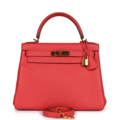 HERMÈS Pre-owned Hermes Kelly Retourne 28 Rose Jaipur Clemence Gold Hardware | Thumbnail 1 HERMÈS Pre-owned Hermes Kelly Retourne 28 Rose Jaipur Clemence Gold Hardware | Thumbnail 1