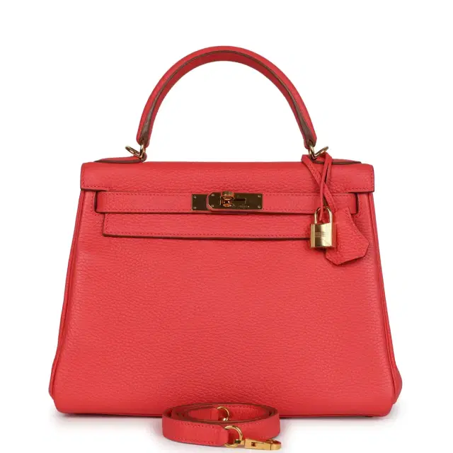 hermes Pre-owned Hermes Kelly Retourne 28 Rose Jaipur Clemence Gold Hardware