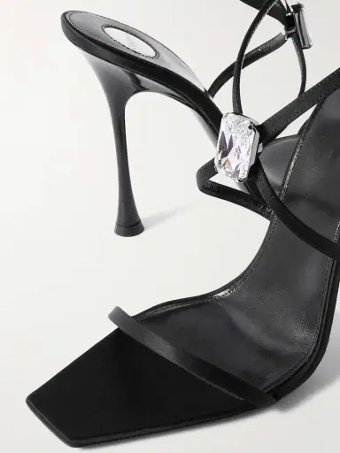 Saint Laurent Harlow Crystal-embellished Satin Sandals | Thumbnail 4